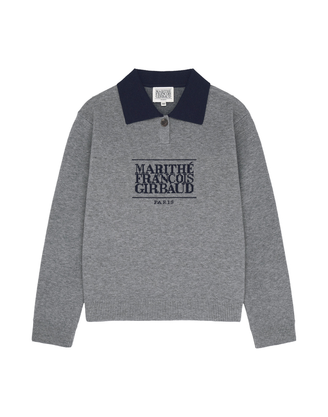 마리떼 키즈 마리떼 키즈 KIDS CLASSIC LOGO COLLAR PULLOVER melange gray 착용컷