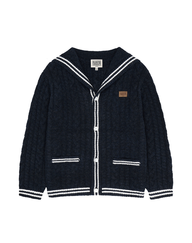 마리떼 키즈 마리떼 키즈 KIDS MICRO CLASSIC LOGO SAILOR KNIT CARDIGAN navy 착용컷
