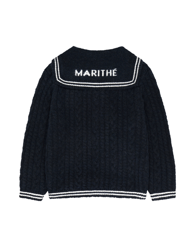 마리떼 키즈 마리떼 키즈 KIDS MICRO CLASSIC LOGO SAILOR KNIT CARDIGAN navy 착용컷