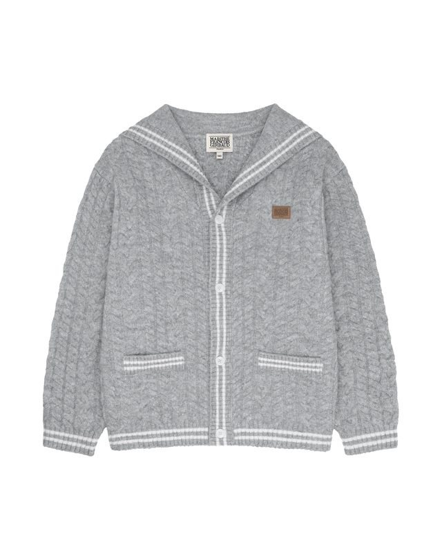 마리떼 키즈 마리떼 키즈 KIDS MICRO CLASSIC LOGO SAILOR KNIT CARDIGAN heather gray 착용컷