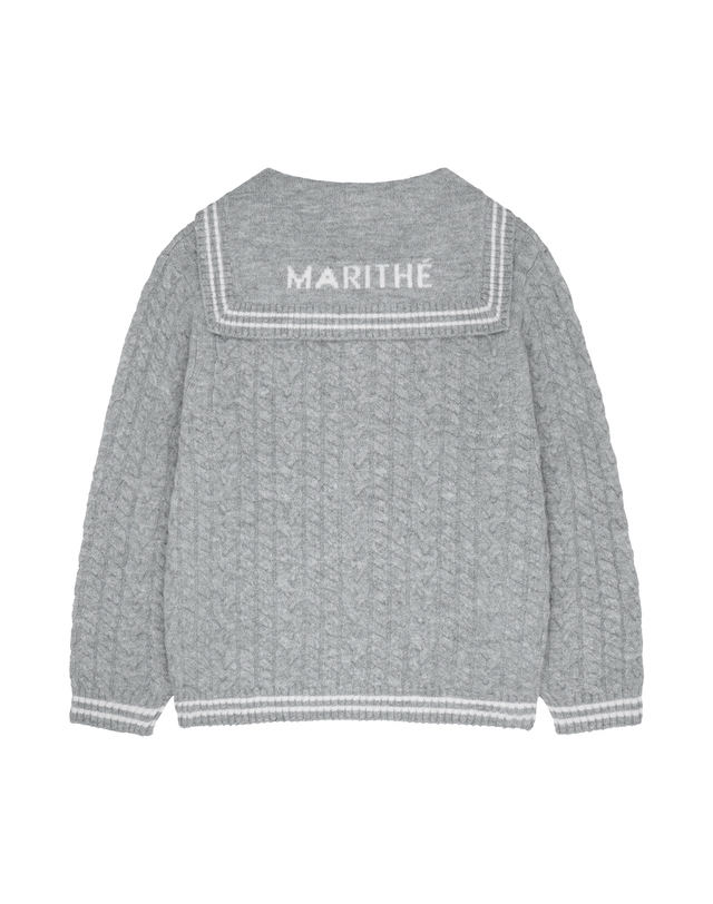 마리떼 키즈 마리떼 키즈 KIDS MICRO CLASSIC LOGO SAILOR KNIT CARDIGAN heather gray 착용컷