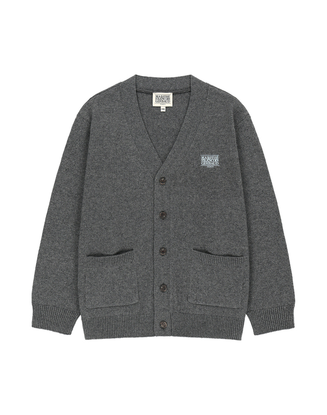 마리떼 키즈 마리떼 키즈 KIDS MICRO CLASSIC LOGO CARDIGAN charcoal 착용컷