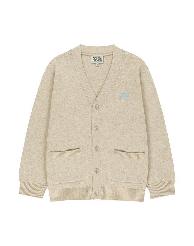 마리떼 키즈 마리떼 키즈 KIDS MICRO CLASSIC LOGO CARDIGAN oatmeal 착용컷