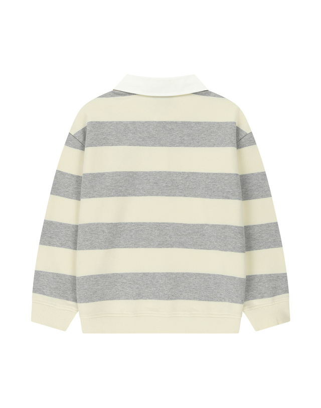 마리떼 키즈 마리떼 키즈 KIDS MICRO CLASSIC LOGO RUGBY STRIPE SWEATSHIRT heather gray 착용컷