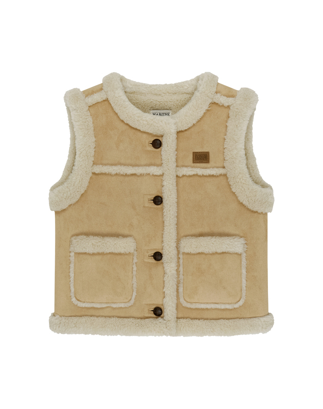 마리떼 키즈 마리떼 키즈 KIDS SHEARLING VEST beige 착용컷