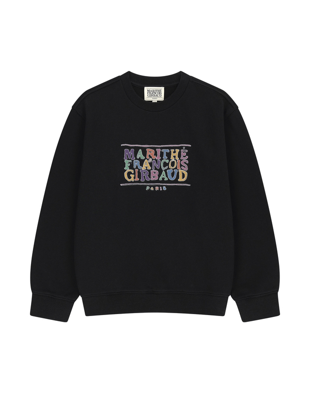 마리떼 키즈 마리떼 키즈 KIDS DOODLE CLASSIC LOGO SWEATSHIRT (BRUSHED) black 착용컷