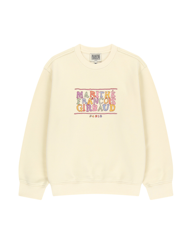 마리떼 키즈 마리떼 키즈 KIDS DOODLE CLASSIC LOGO SWEATSHIRT (BRUSHED) light beige 착용컷