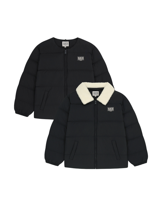 마리떼 키즈 마리떼 키즈 KIDS DETACHABLE COLLAR LIGHT DOWN JACKET black 착용컷