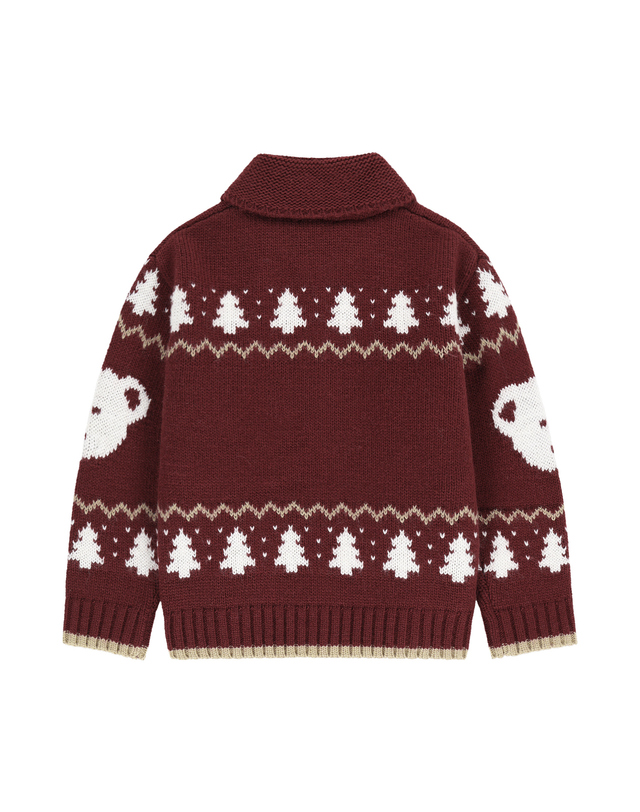 마리떼 키즈 마리떼 키즈 KIDS NORDIC KNIT ZIP-UP CARDIGAN burgundy 착용컷