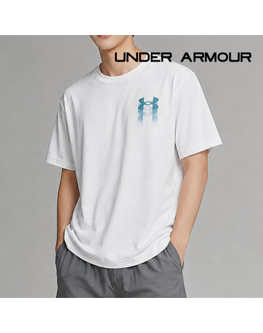 언더아머 반팔티셔츠 UA 블러 로고 SS 남성 화이트 6009245-100