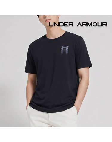 언더아머 반팔티셔츠 UA 블러 로고 SS 남성 블랙 6009245-001