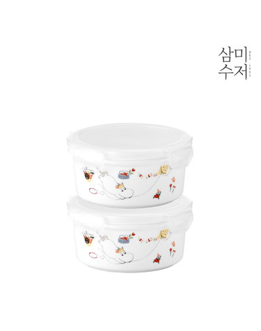 무민 더키친 도자기 원형찬통 중 550ml 2P