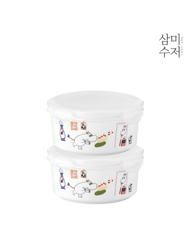 무민 더키친 도자기 원형찬통 대 820ml 2P