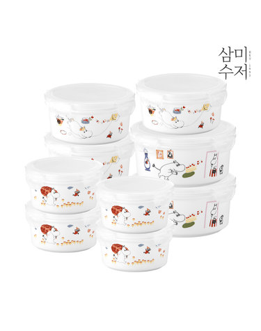 무민 더키친 도자기 원형찬통 9종세트