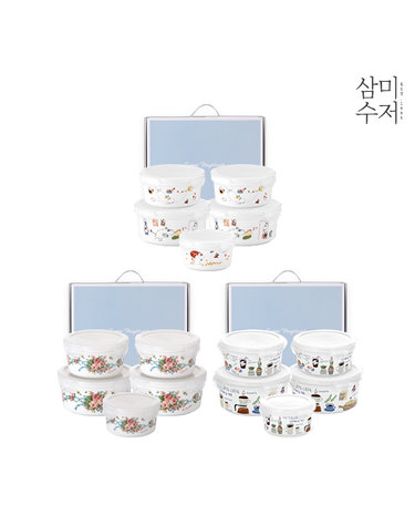 1+ 예쁘고 싱싱한 음식보관 도자기 찬통세트 5P