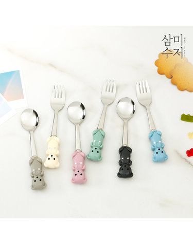 멜빵 곰 디저트/영유아 스푼 포크 2P세트 (11가지 컬러중 택1)