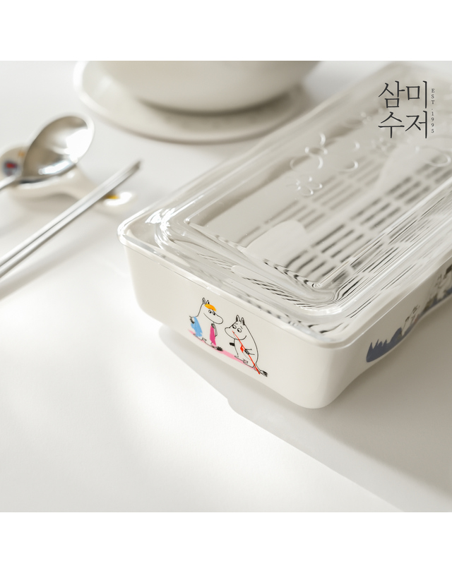 삼미수저 무민 프렌즈 직사각 테이블수저통 착용컷