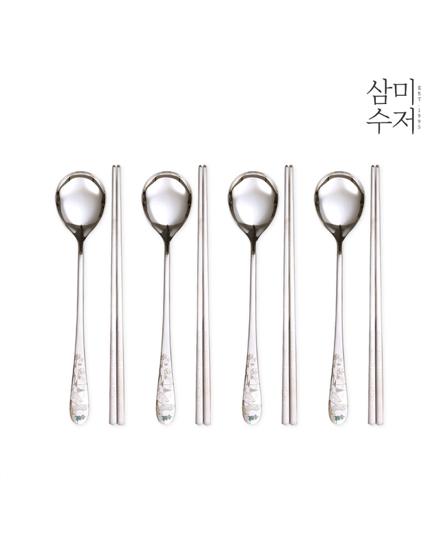 삼미수저 무민 더키친 샵 레이져 가족 수저세트 4P 착용컷