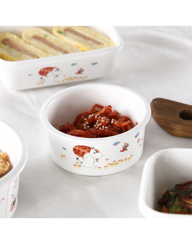 삼미수저 무민 더키친 도자기 원형찬통 소 350ml 2P 착용컷
