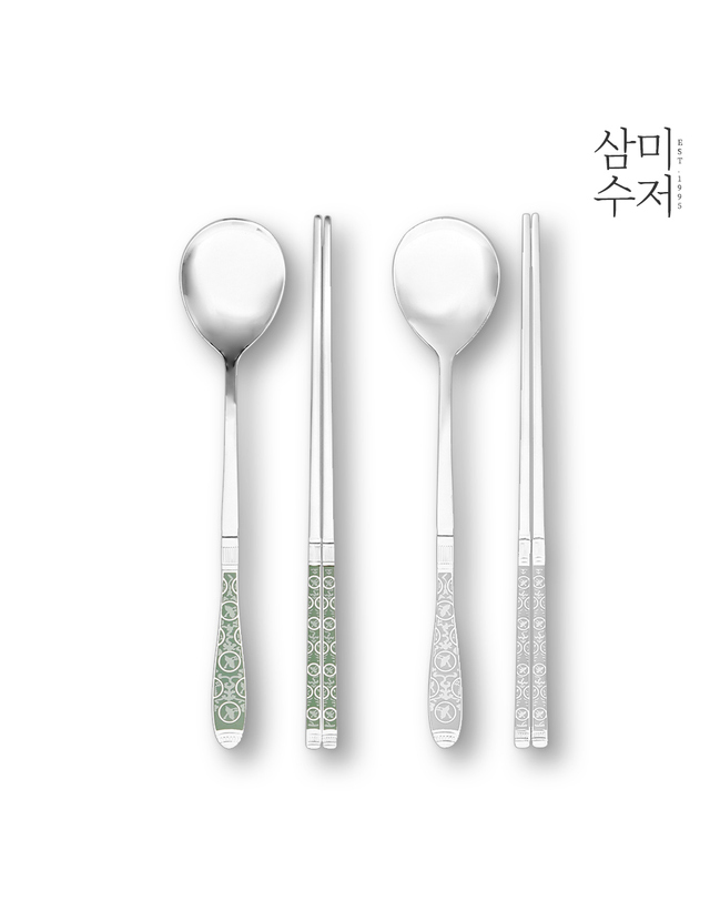 삼미수저 청자 백자 용돈박스 수저선물세트 2P 착용컷