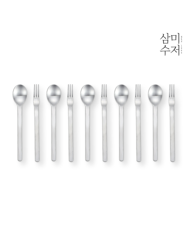 삼미수저 기본2 무광 티스푼 과일포크세트 10p 착용컷