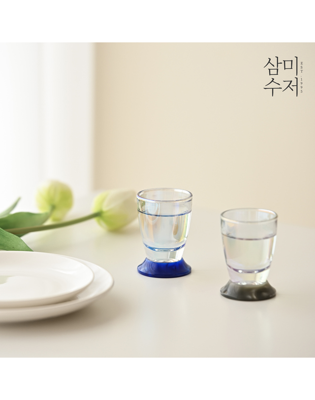 삼미수저 오팔 오로라 아크릴 글라스 소주잔 5P선물세트 착용컷