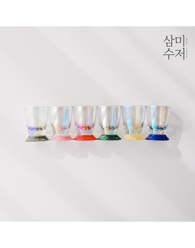 삼미수저 오팔 오로라 아크릴 글라스 소주잔 5P선물세트 착용컷