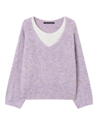 [미니멈에브리데이] 배색 레이어드 데일리 긴팔 니트 (EB4KT005D)
