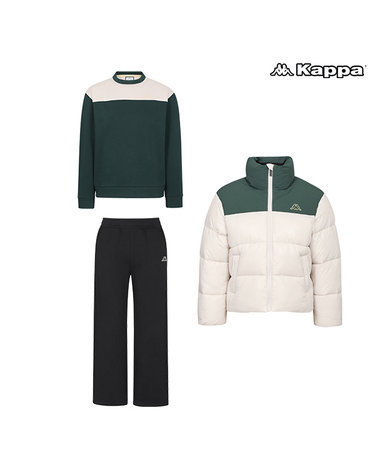 카파 [최초가199000원] 패딩+맨투맨+팬츠 겨울데일리 코디세트 그린+블랙