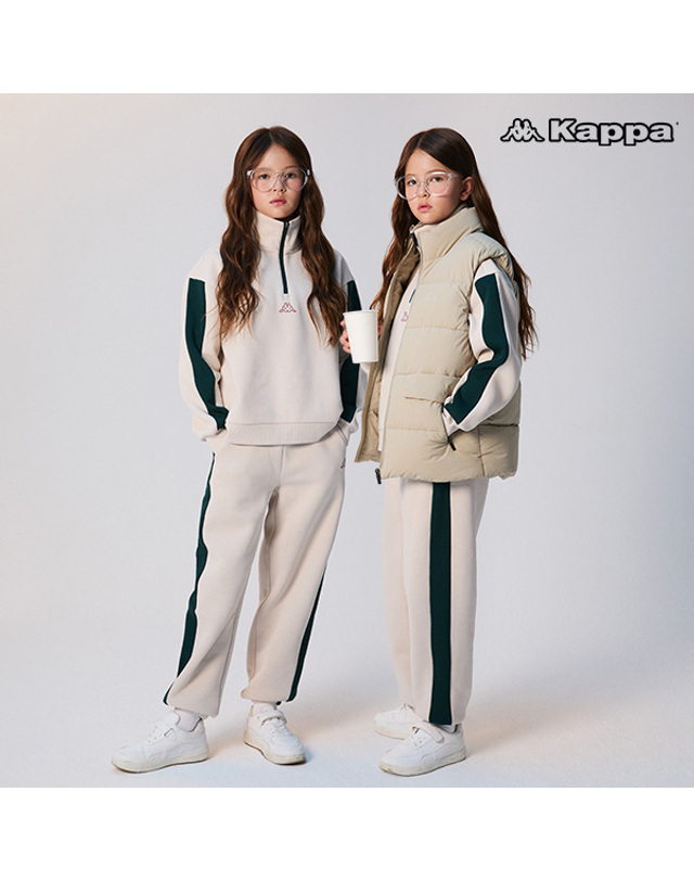 카파 [최초가189000원] 패딩베스트+반집업+팬츠 겨울데일리 코디세트 크림+크림+베이지 착용컷