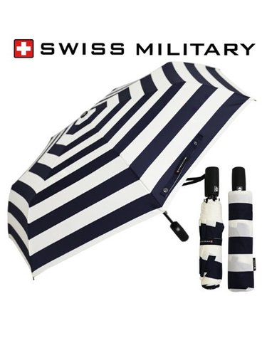 [스위스 밀리터리] 3단 자동 네이비 스트라이프 우산