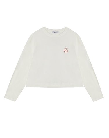 여성) 가슴로고 포인트 크롭 티셔츠(오버핏)_AM1WTS252-OW