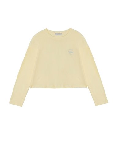 여성) 가슴로고 포인트 크롭 티셔츠(오버핏)_AM1WTS252-LY