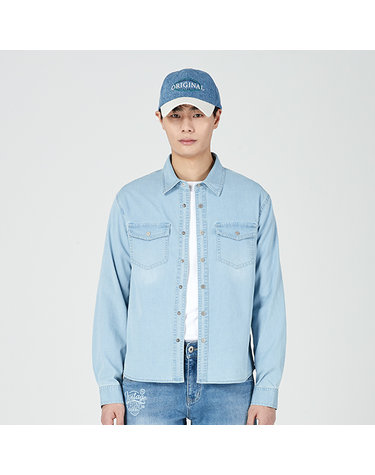남성) 시즌리스 기본 워싱 데님셔츠 AO5DDH901-LB