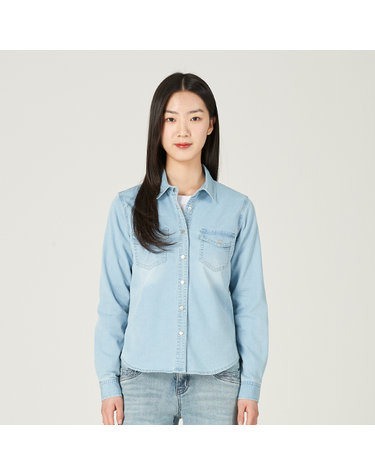 여성) 시즌리스 기본 워싱 데님셔츠 AO5DDH951-LB