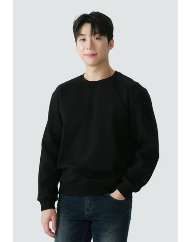 [25FW] 남성) 기모 자수 블록 세미오버핏 스웻 티셔츠 AP4WMT703-BK