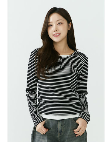 [26SS] 여성) 헨리넥 레이어드 골지 긴팔 티셔츠 AQ1WTL256-BV