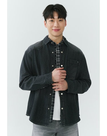 [26SS] 남성) 난스판 블랙 베이직 데님 셔츠 DH AQ1DDH106-BK