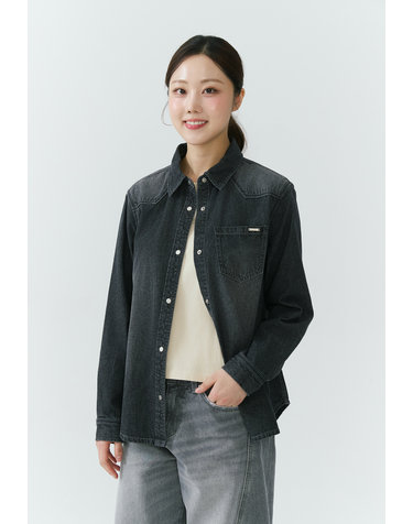 [26SS] 여성) 난스판 블랙 베이직 데님 셔츠 DH AQ1DDH153-BK