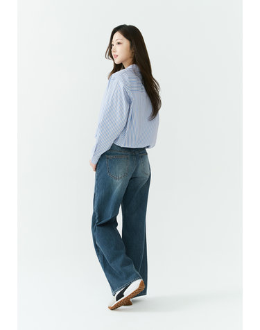 [26SS] 여성) 난스판 미디엄 인디고 사이드턱 변형 와이드 루즈핏 TG(L) AQ1DTG168-MB