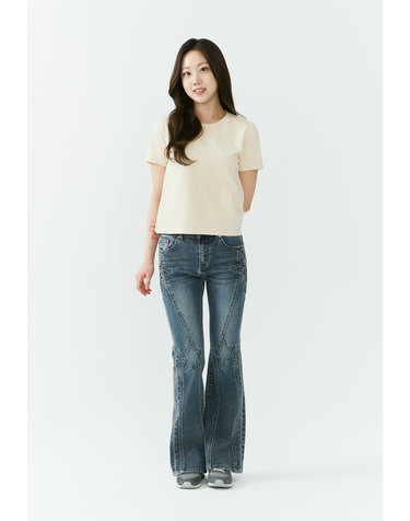 [26SS] 여성) 프리미엄 미디엄 인디고 밴드 별 디테일 긴기장 슬림 부츠컷 NE AQ1DNE163-MB