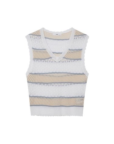 여성) 칼라물 VEST_BM3WSW666-WH
