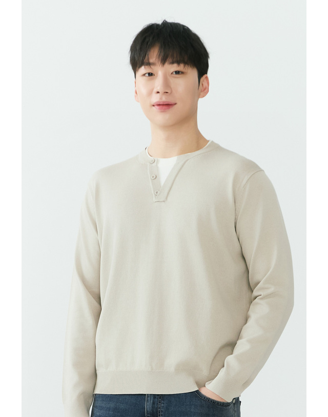 잠뱅이 [26SS] 남성) 레이어드 니트 AQ1WSW206-LE 착용컷