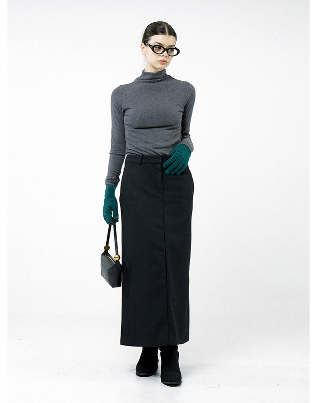 챈세스노이 포 우먼 챈세스노이 포 우먼 Back-Slit Wool Long Skirt - Black /W244SK01BK 착용컷