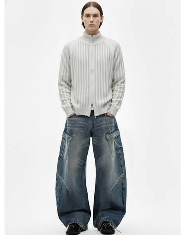 벌룬피트 카고 커브드 데미지 데님팬츠 (미드)/M261PT04