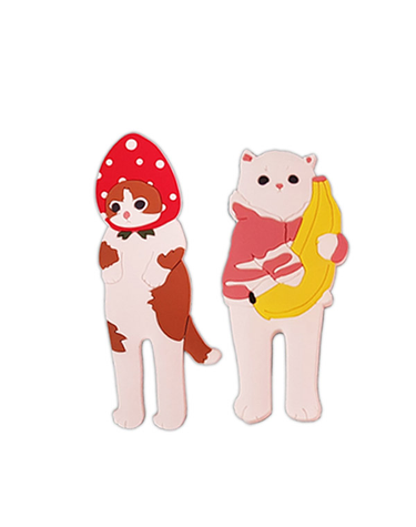 [보리보리] 고양이 자석 후크 마스크 걸이 2개 세트_딸기바나나