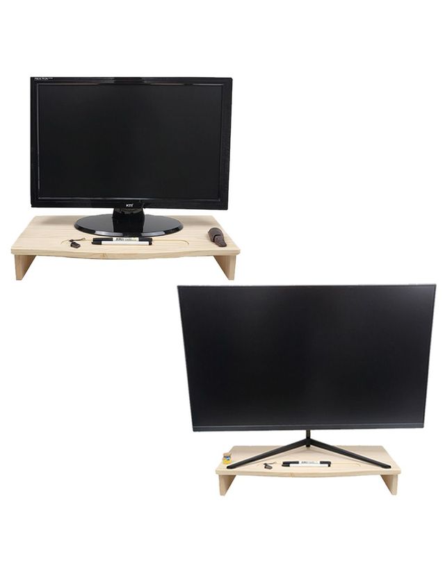 알티피아 우드핏 원목 라운드 모니터 받침대 540x270mm 착용컷