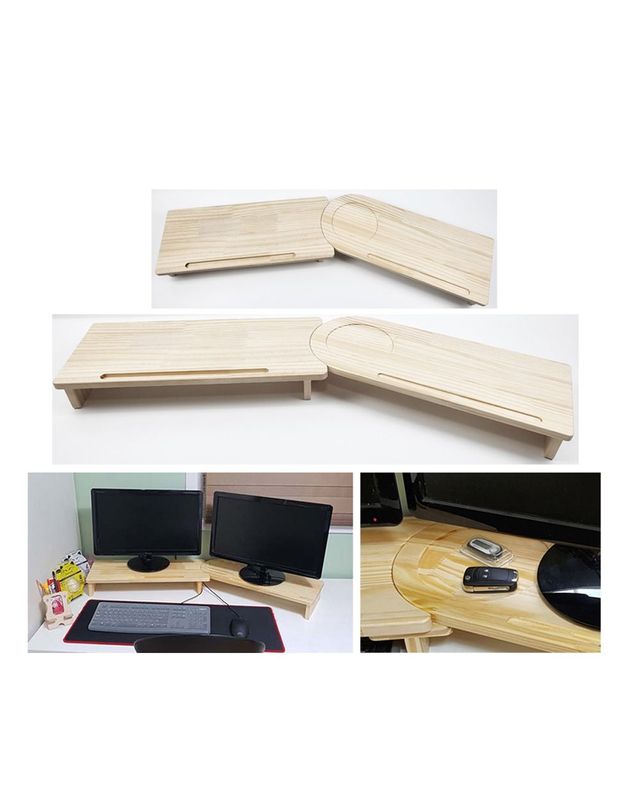 알티피아 우드핏 원목 라운드 모니터 받침대 540x270mm 착용컷
