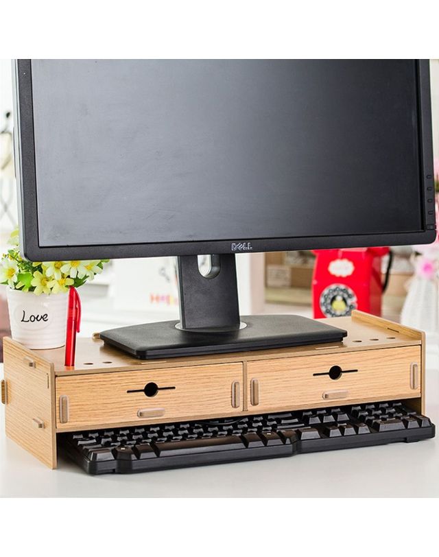 알티피아 DIY 목아픔방지 모니터받침대 원목받침대 와이드선반 착용컷