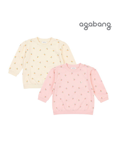 [보리보리] 리프플라워맨투맨티셔츠CREAM,PINK_01Q551003